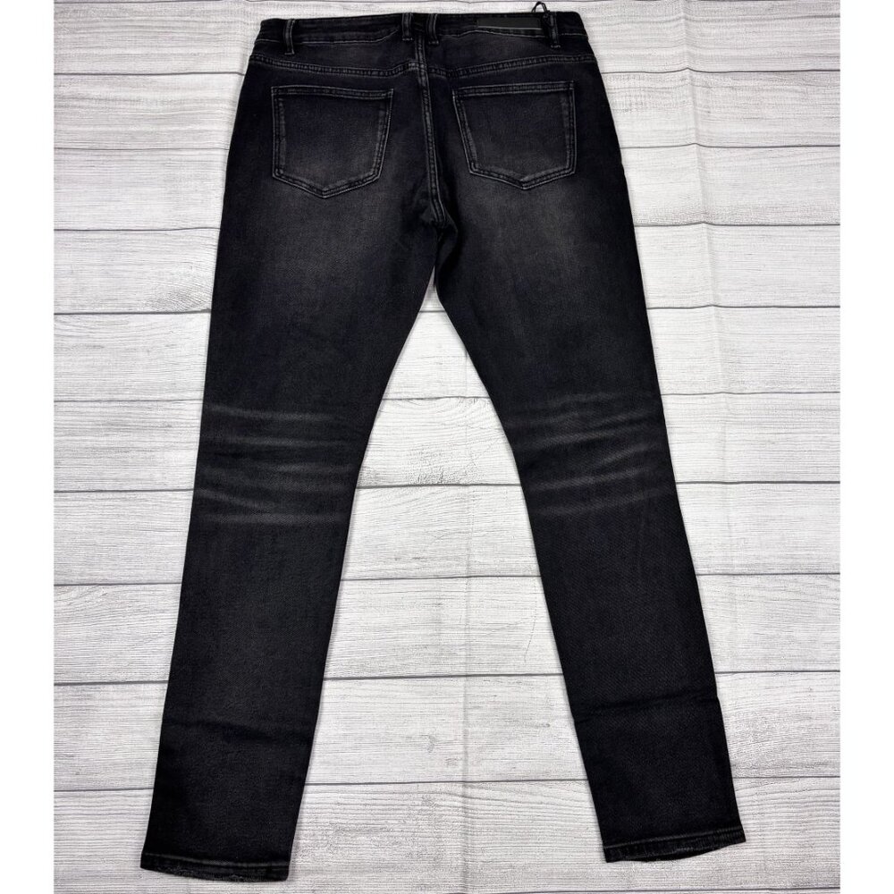 Embellish Mens Black Distressed Skinny Jeans With Colorful Patches Size 34 - Picture 3 of 16